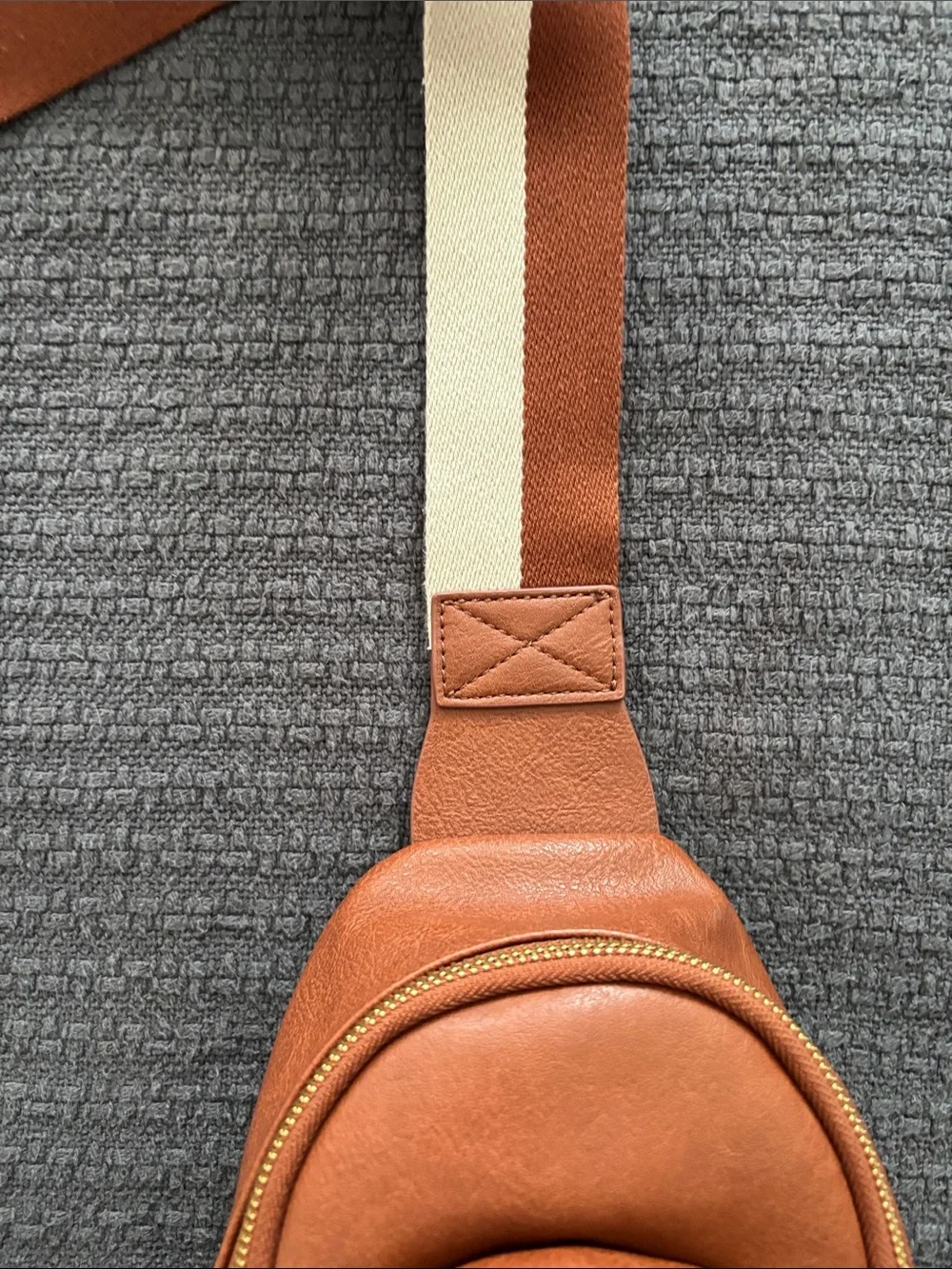 Sonoma Brown Leather Sling Belt Bag with Cream & Brown Strap